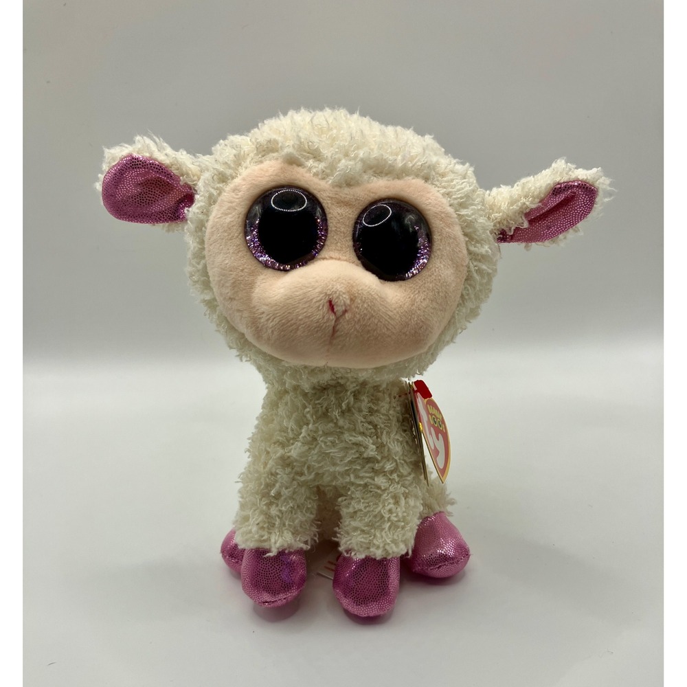 Ty Beanie Boos Twinkle the Lamb White Pink Sheep Plush Glitter Eyes Retired 6 in